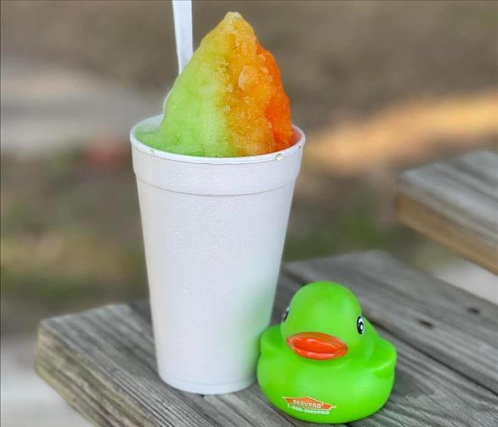 A snowcone and a duck 