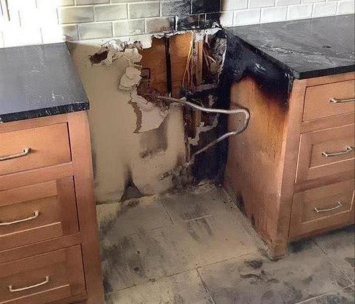 kitchen affected by electrical fire